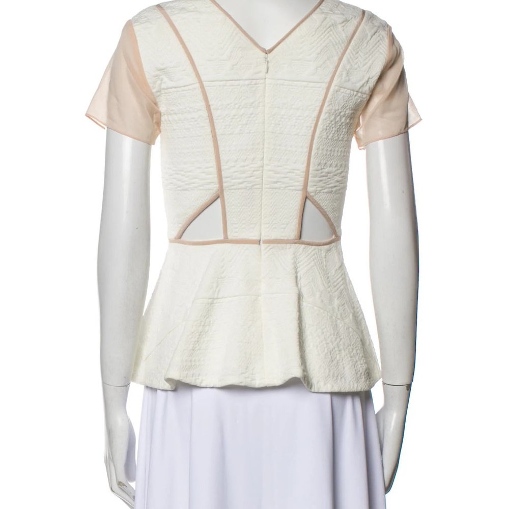 REBECCA TAYLOR Diamond Jacquard Peplum V-Neck Top MRSP $325 - Picture 6 of 6